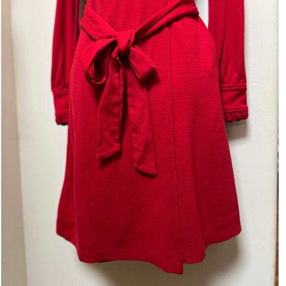 Diane Von Furstenberg Volante FLAW Wool Deep V Neck Pocket Wrap Dress Size 10 - Picture 6 of 14